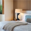 Half Moon Table Lamp with Nightlight feature 30 Dark Brown and Brushed Nickel