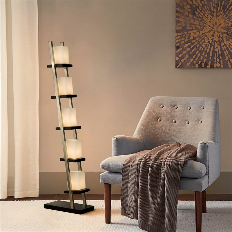 Escalier Floor Lamp - 61 Espresso Brushed Nickel On/Off Switch