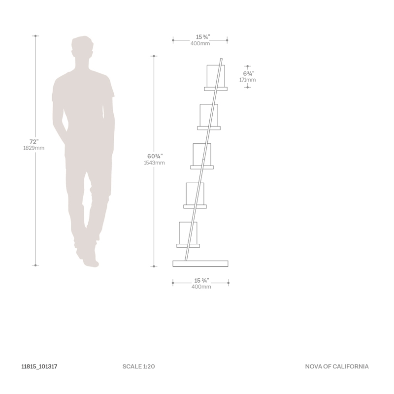 Escalier Floor Lamp - 61 Espresso Brushed Nickel On/Off Switch