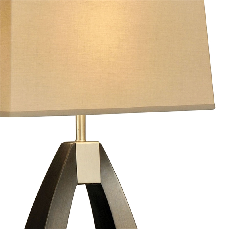 Trina Table Lamp - 30 Pecan Wood Brushed Nickel 3-way Rotary Switch