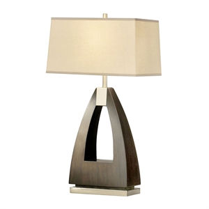 trina table lamp - 30 pecan wood brushed nickel 3-way rotary switch