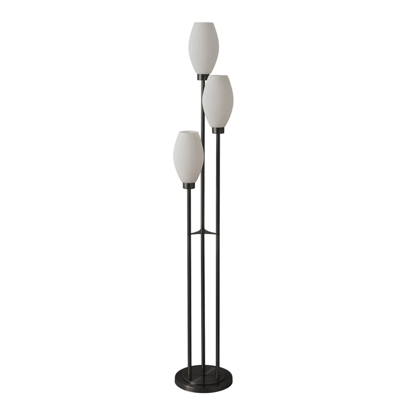 Willows Accent Floor Lamp in Matte Black and Opal Glass