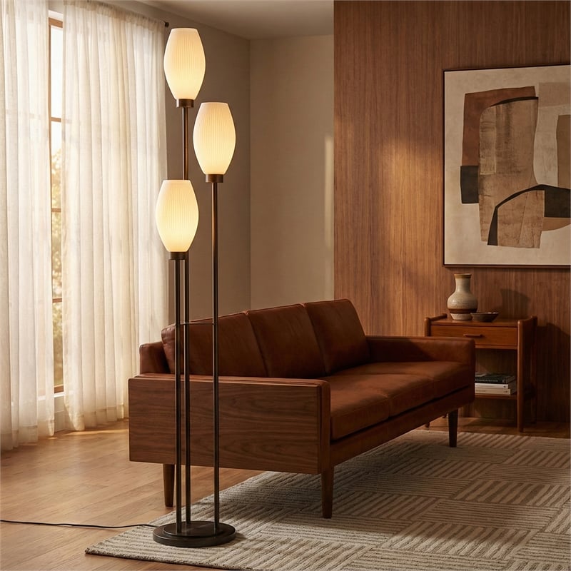 Willows Accent Floor Lamp in Matte Black and Opal Glass
