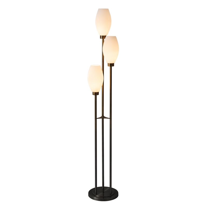 Willows Accent Floor Lamp in Matte Black and Opal Glass