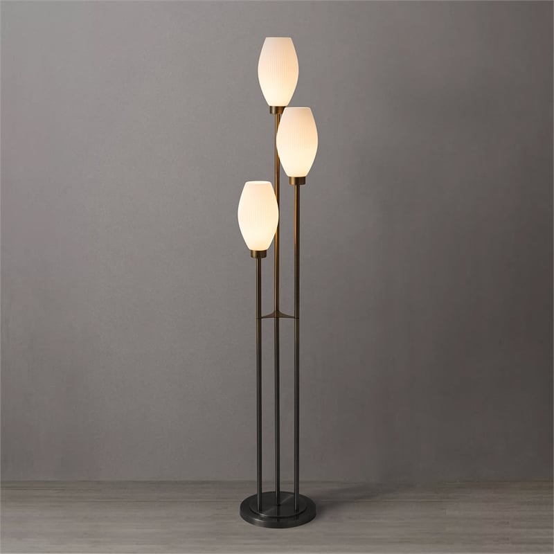 Willows Accent Floor Lamp in Matte Black and Opal Glass