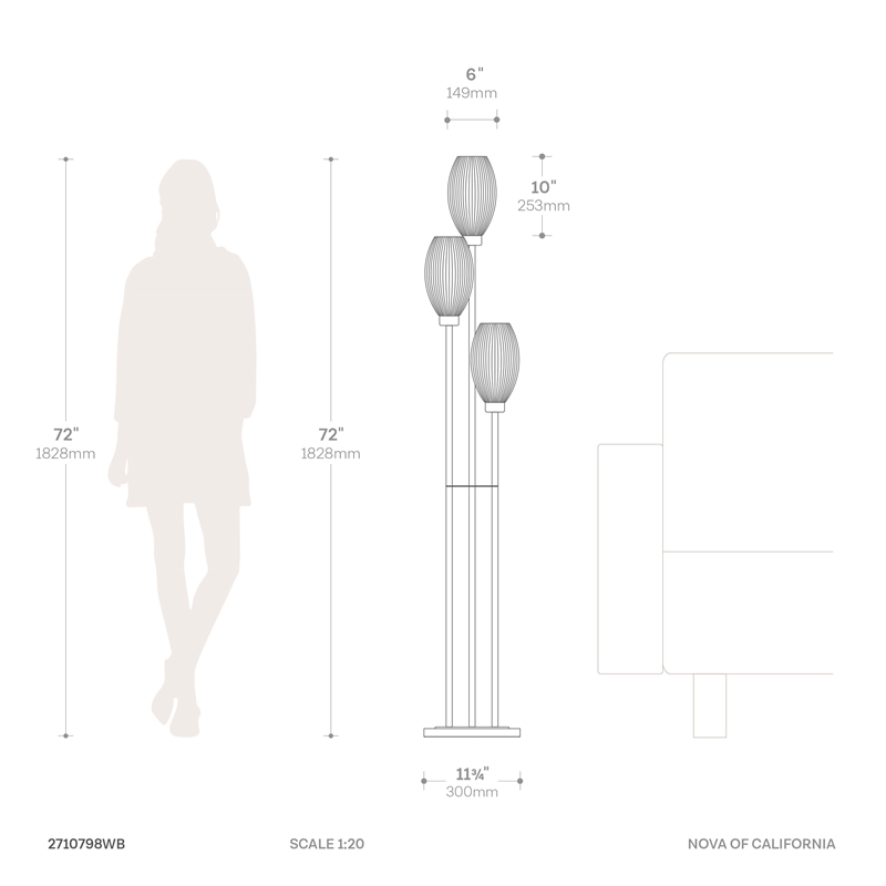 NOVA of California WILLOWS ACCENT FLOOR LAMP WEATHERED BRASS