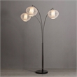 Bloom 3-Light Arc Floor Lamp in Black Nickel with White Satin Drum Shades