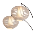 Bloom 3-Light Arc Floor Lamp in Black Nickel with White Satin Drum Shades