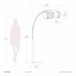 Bloom 3-Light Arc Floor Lamp in Black Nickel with White Satin Drum Shades
