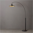Lodi 1-Light Arc Floor Lamp - Black Walnut Gold Leaf Marble Base Dimmer