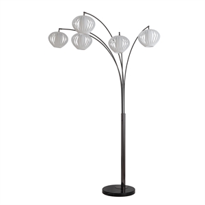 Bloom 5-Light Arc Floor Lamp in Black Nickel with Black Marble Base