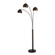 Triplet 3-Light Arc Floor Lamp - Black Nickel Marble Base Dimmer