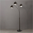 Triplet 3-Light Arc Floor Lamp - Black Nickel Marble Base Dimmer