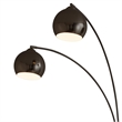 Triplet 3-Light Arc Floor Lamp - Black Nickel Marble Base Dimmer