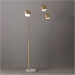 Triplet 3-Light Arc Floor Lamp - Brass White Marble Base Dimmer