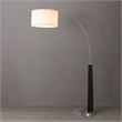 Taper 1-Light Arc Floor Lamp - Black Wood Nickel Cotton Shade Dimmer