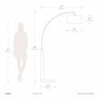 Taper 1-Light Arc Floor Lamp - Black Wood Nickel Cotton Shade Dimmer