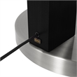 Taper 1-Light Arc Floor Lamp - Black Wood Nickel Cotton Shade Dimmer