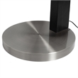 Taper 1-Light Arc Floor Lamp - Black Wood Nickel Cotton Shade Dimmer