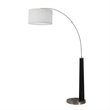 Taper 1-Light Arc Floor Lamp - Black Wood Nickel Cotton Shade Dimmer