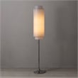 Lollipop Floor Lamp - Black Nickel Cashmere Gray Linen Double Shade On Off Pull Chain
