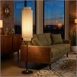 Lollipop Floor Lamp - Black Nickel Cashmere Gray Linen Double Shade On Off Pull Chain