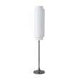 Lollipop Floor Lamp - Black Nickel White Linen Double Shade On/Off Pull Chain