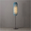 Lollipop Floor Lamp in Black Nickel with Sky Blue Double Linen Shade