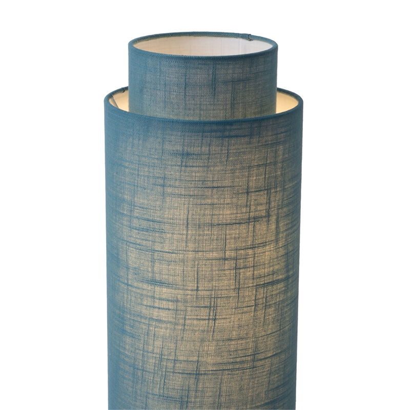 Lollipop Floor Lamp in Black Nickel with Sky Blue Double Linen Shade