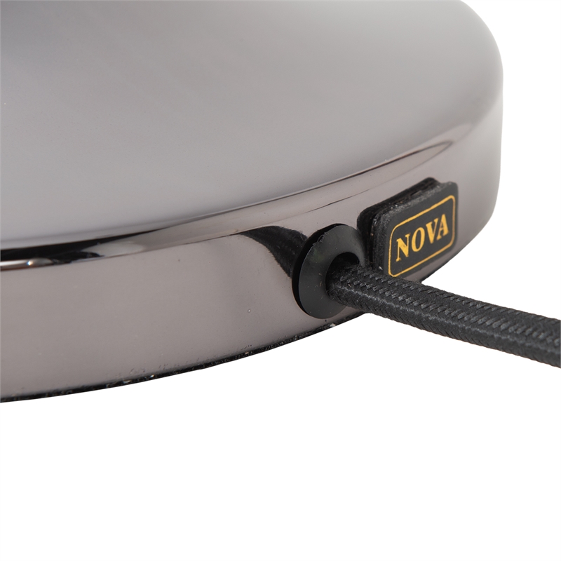 Lollipop Floor Lamp in Black Nickel with Sky Blue Double Linen Shade