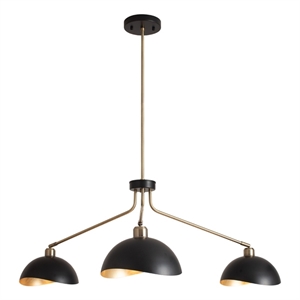 Luna Bella 3-Light Chandelier - Brass Black Gold Leaf Finish Dimmable