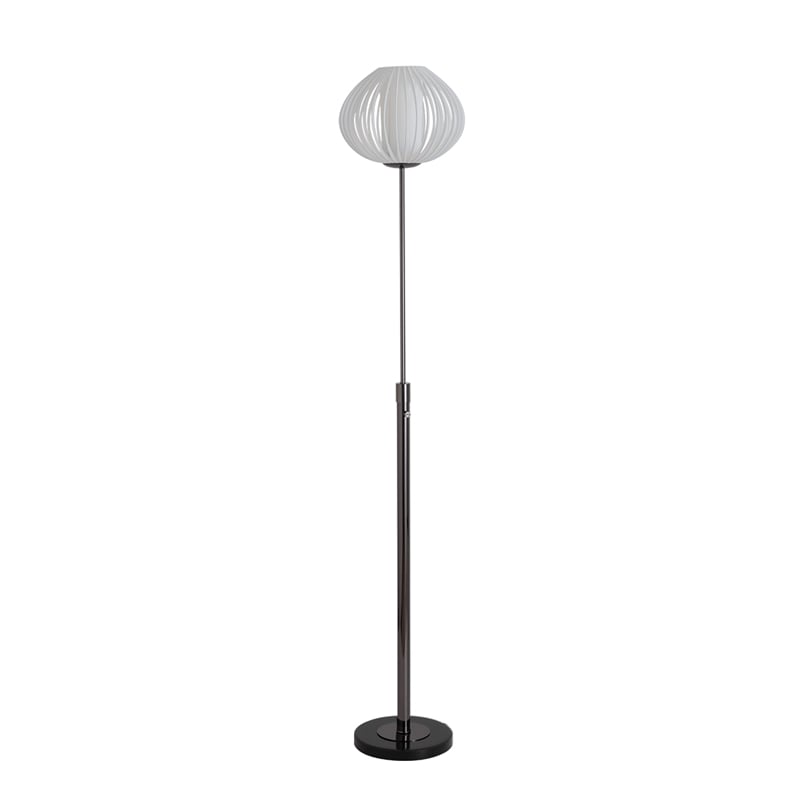 Bloom Torchiere Floor Lamp in Black Nickel/White Shade/Black Marble Base