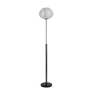 Bloom Torchiere Floor Lamp in Black Nickel/White Shade/Black Marble Base