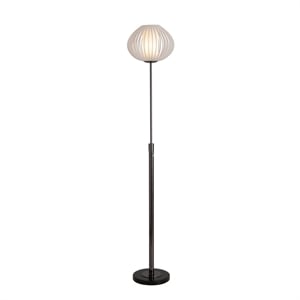 Bloom Torchiere Floor Lamp - Black Nickel Black Marble Base White Satin Shade Dimmer