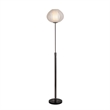 Bloom Torchiere Floor Lamp - Black Nickel Black Marble Base White Satin Shade Dimmer