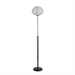 Bloom Torchiere Floor Lamp - Black Nickel Black Marble Base White Satin Shade Dimmer
