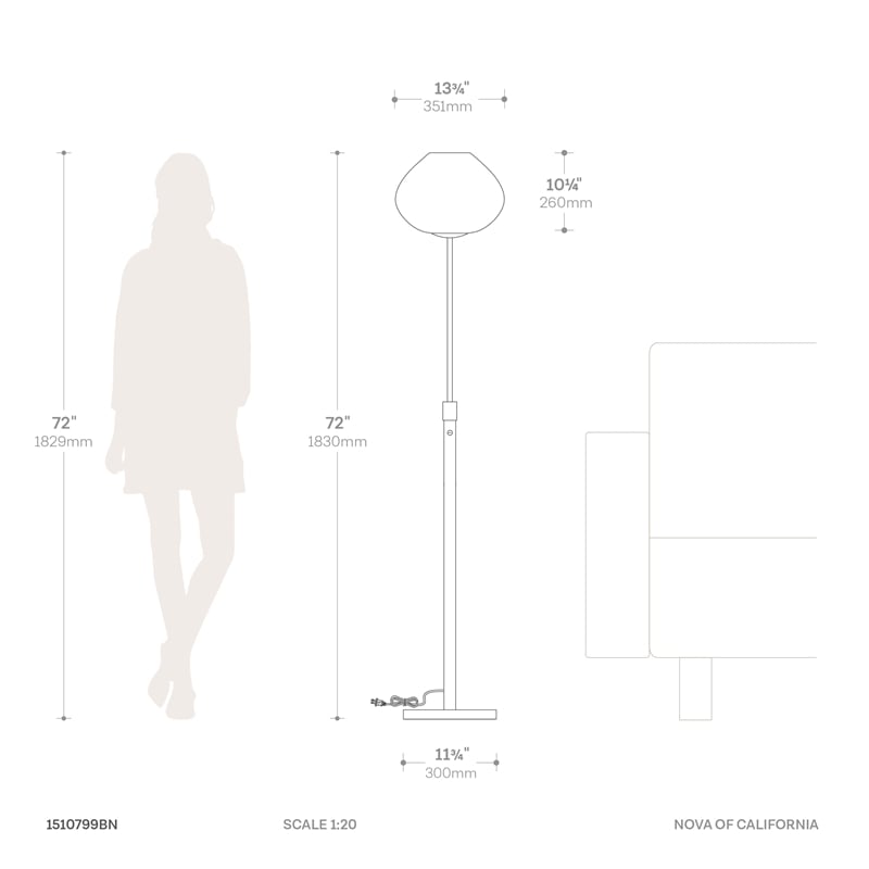 Bloom Torchiere Floor Lamp in Black Nickel/White Shade/Black Marble Base