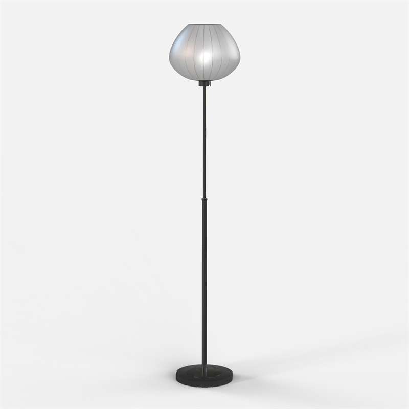 Bloom Torchiere Floor Lamp in Black Nickel/White Shade/Black Marble Base