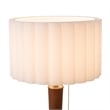 Scalloped Table Lamp - Walnut Weathered Brass White Linen On/Off Pull Chain