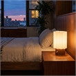 Scalloped Accent Table Lamp - Walnut Brass White Linen Diffuser Dimmer