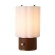 Scalloped Accent Table Lamp - Walnut Brass White Linen Diffuser Dimmer