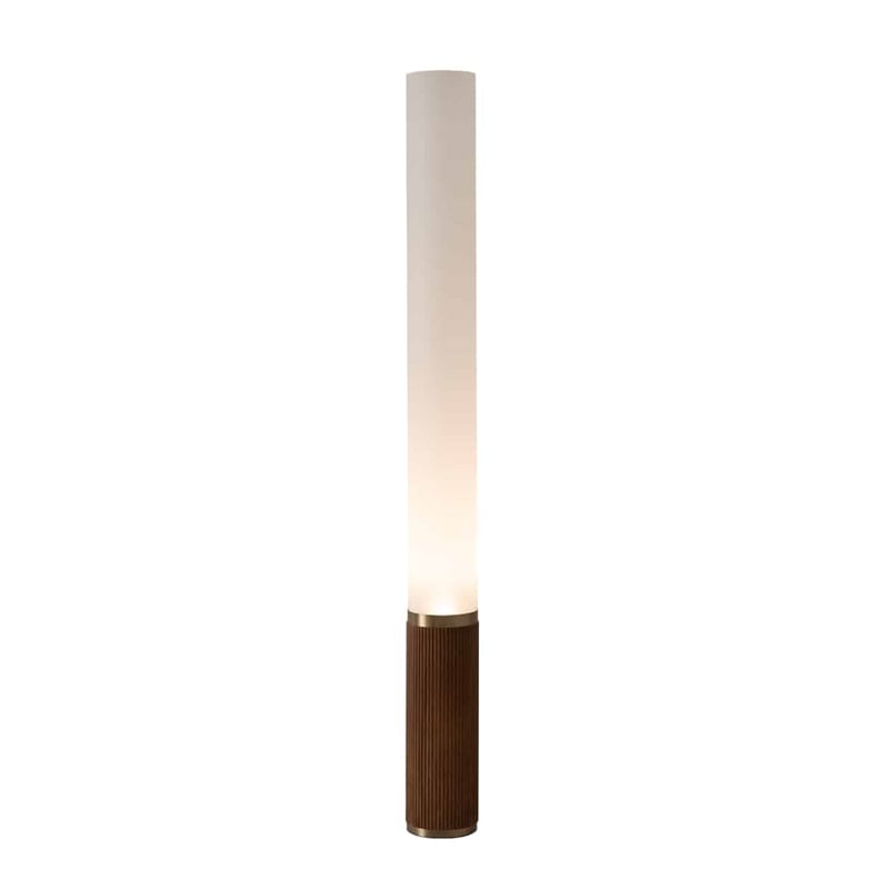 Tambo Cylindro Accent Floor Lamp in Dark Walnut and Weathered Brass