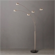 Mushroom 5-Light Arc Floor Lamp - Satin Nickel Black Marble Base Dimmer