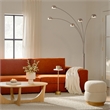 Mushroom 5-Light Arc Floor Lamp - Satin Nickel Black Marble Base Dimmer