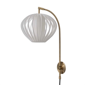 Bloom Plug-in Wall Sconce in Weathered Brass with White Satin Shade