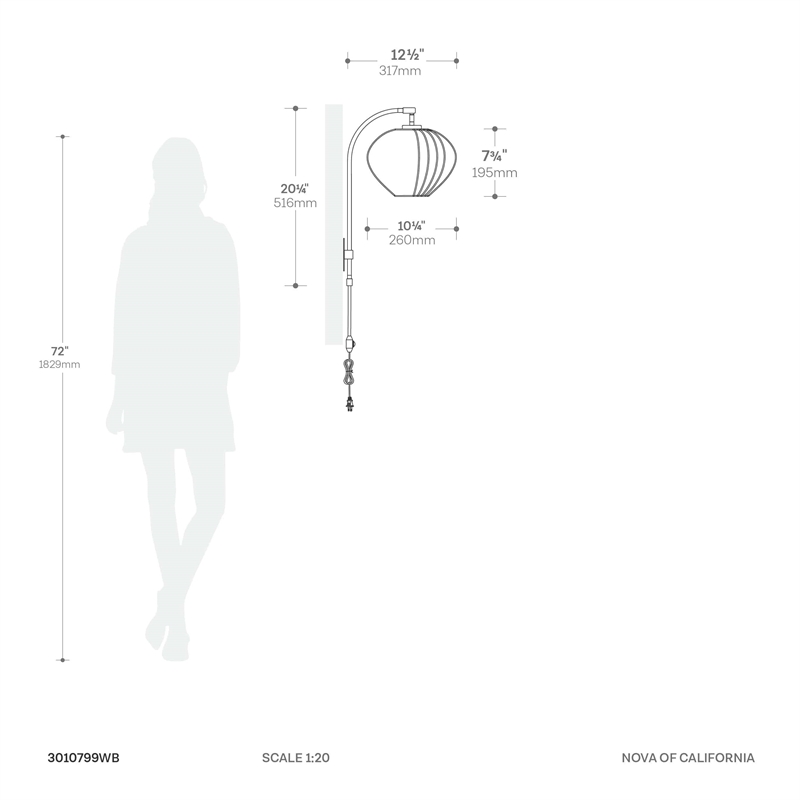 Bloom Plug-in Wall Sconce in Weathered Brass with White Satin Shade