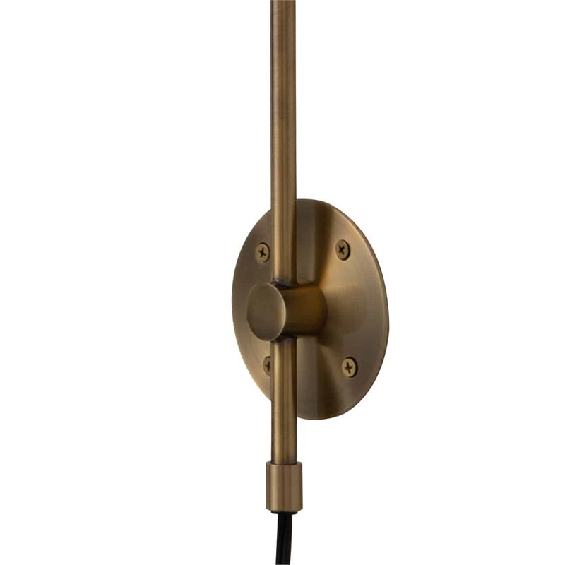Bloom Plug-in Wall Sconce in Weathered Brass with White Satin Shade