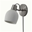 Petaluma Bone Porcelain Wall Sconce - Satin Nickel Plug-in Dimmer