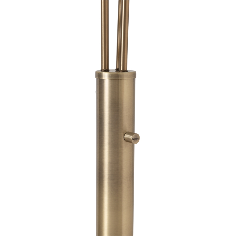 Bloom 3-Light Arc Floor Lamp in Weathered Brass/White Satin Shade/Marble Base