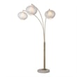 Bloom 3-Light Arc Floor Lamp in Weathered Brass/White Satin Shade/Marble Base